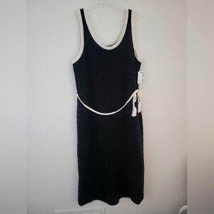 Nine West Black and White Sleeveless Crochet Sheath Dress Plus Size